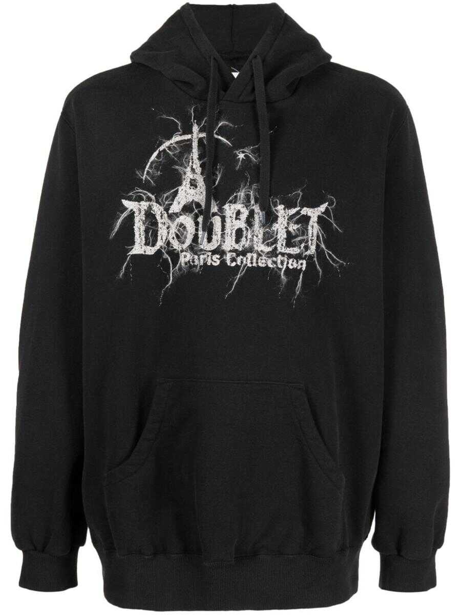 DOUBLET DOUBLET Logo cotton hoodie Black
