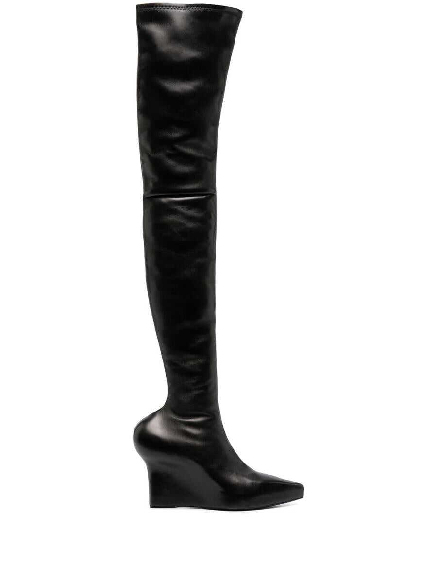 Poze Givenchy GIVENCHY Leather over the knee heel boots Black