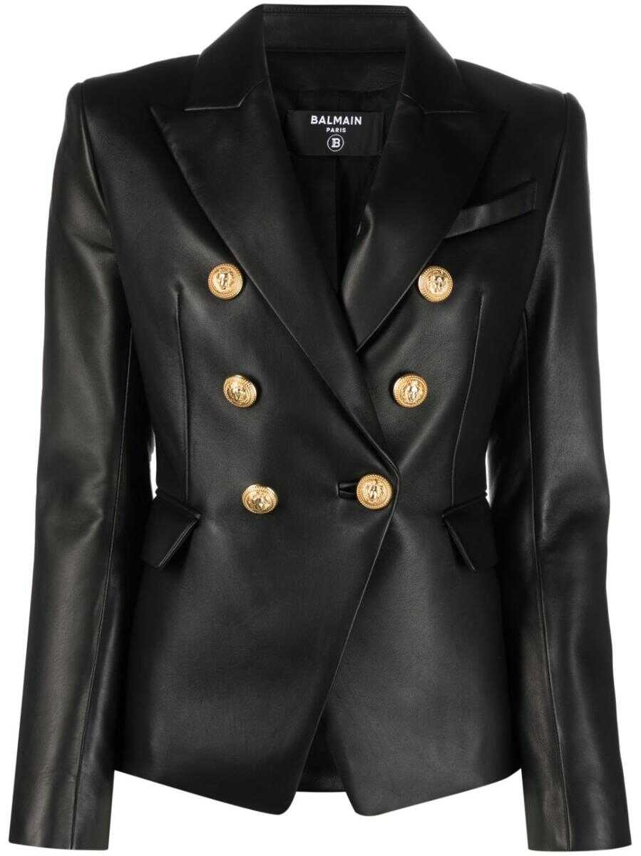 Balmain BALMAIN Double-breasted leather jacket Black