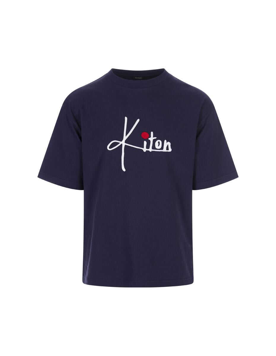 KITON KITON Dark T-Shirt With Kiton Signature Blue
