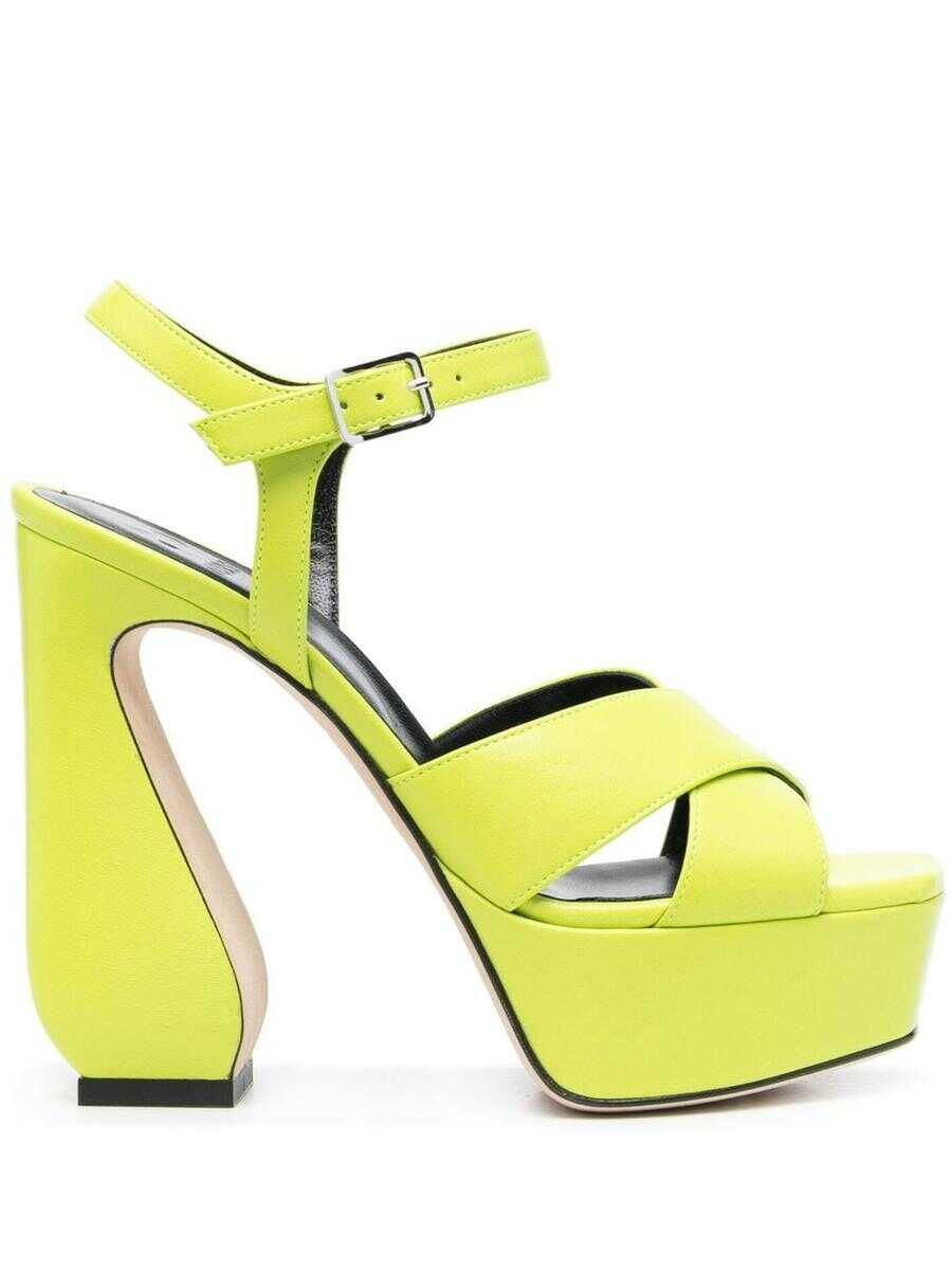 Poze SI ROSSI SI ROSSI Leather heel sandals Yellow