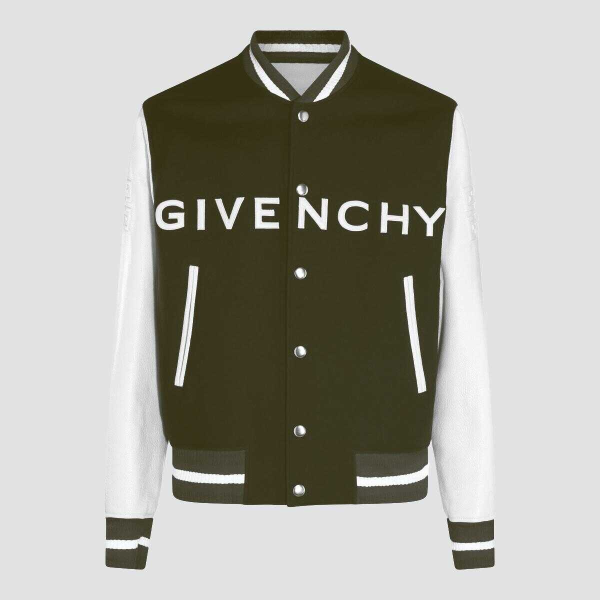 Givenchy GIVENCHY GREEN AND WHITE BLEND VARSITY CASUAL JACKET GREEN