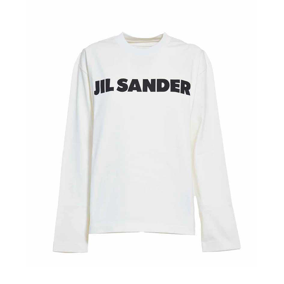 Jil Sander JIL SANDER Cream long-sleeved T-shirt with logo print Jil Sander Beige