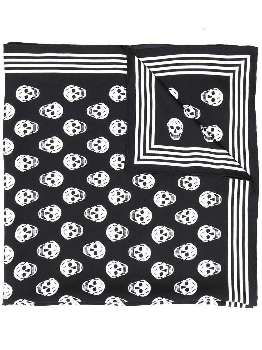 Alexander McQueen ALEXANDER MCQUEEN Biker Skull silk scarf BLACK