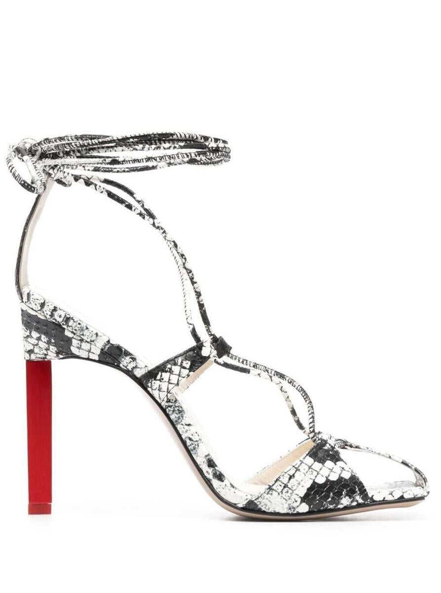 Poze THE ATTICO Adele Snakeskin-Print Sandals in Black and White Leather Woman Multicolor