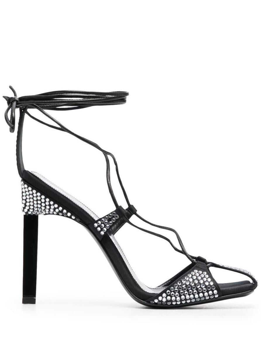 THE ATTICO ADELE LACE UP PUMP 105 HOT FIXED STRASS SATIN Black