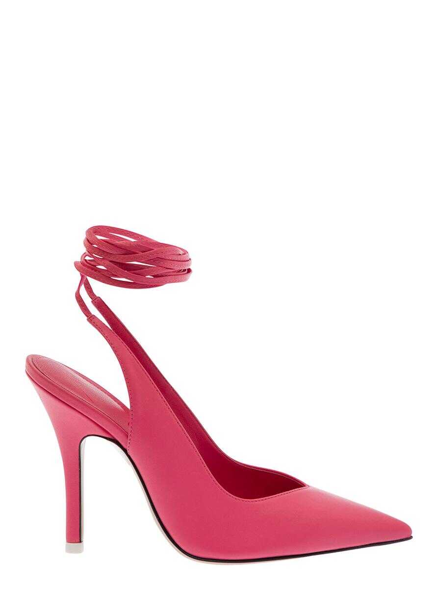Poze THE ATTICO Pointed Toe Pumps with Strap Detail in Pink Leather Woman Pink