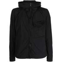 Geci Hooded Zip-Up Jacket In Black Technical Fabric Man Barbati