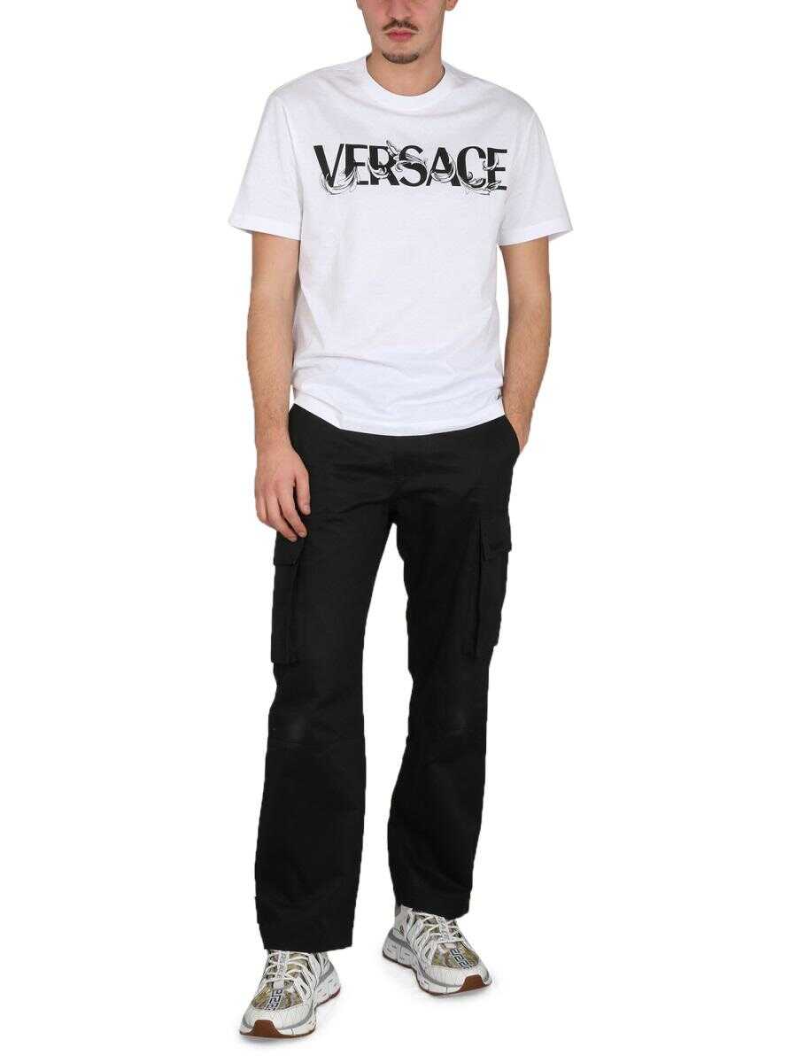 Versace VERSACE T-SHIRT WITH BAROQUE LOGO WHITE