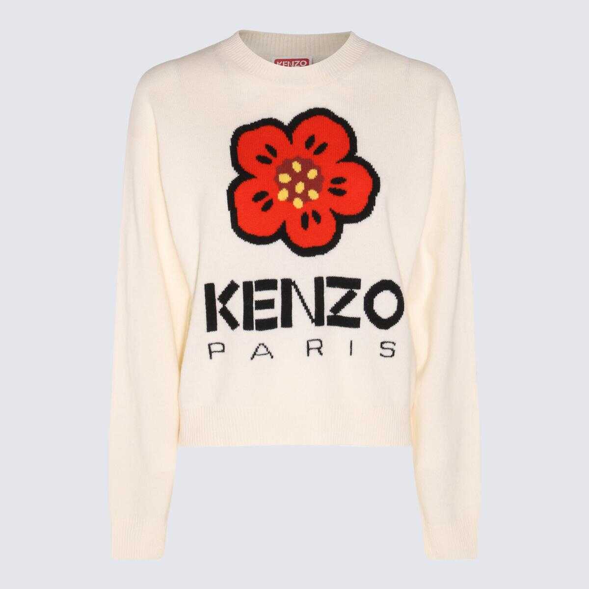 Kenzo KENZO OFF-WHITE WOOL BOKE FLOWER KNITWEAR Beige