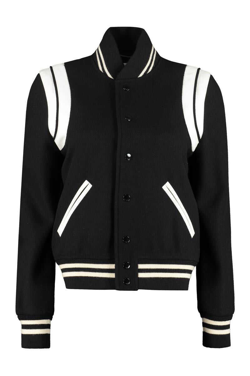 Saint Laurent SAINT LAURENT WOOL-BLEND BOMBER JACKET black