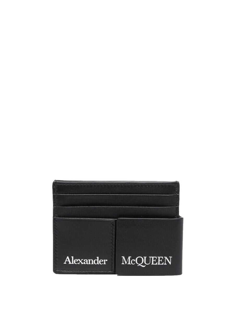 Alexander McQueen ALEXANDER MCQUEEN Logo leather credit card case BLACK