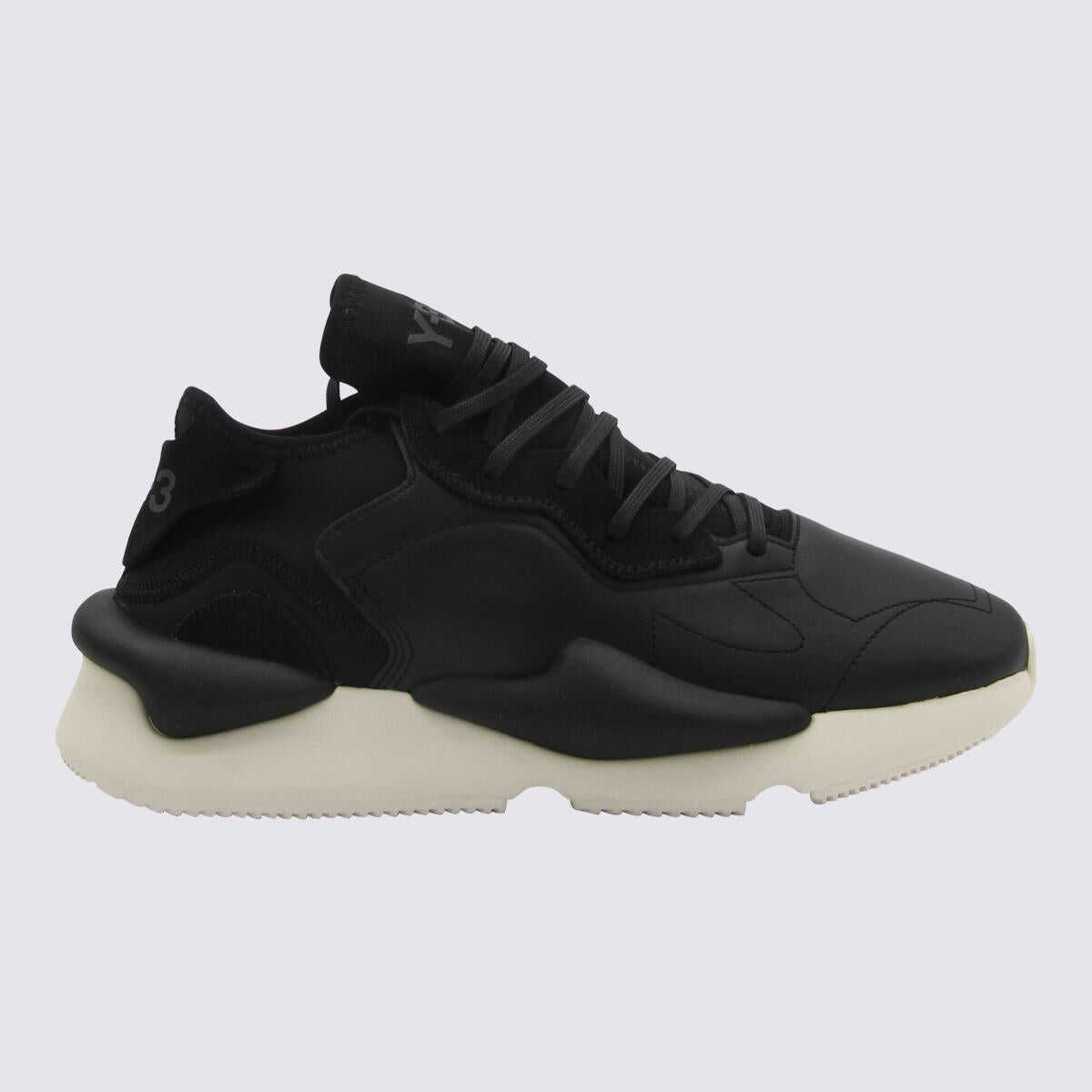 Y-3 Y-3 BLACK AND WHITE LEATHER KAIWA SNEAKERS black/black/off white