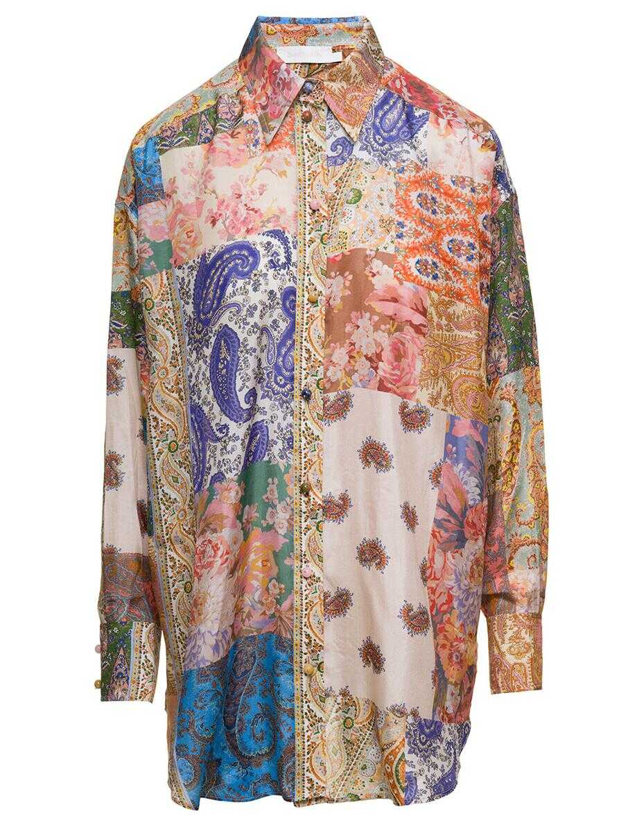 ZIMMERMANN \'Devi\' Multicolor Oversized Shirt with Paisley Print in Silk Woman Multicolor