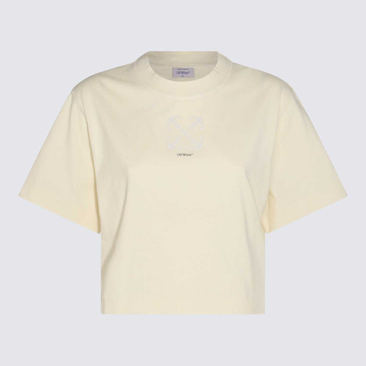 Off-White OFF-WHITE BEIGE AND BLACK COTTON ARROW PEARLS CROPPED T-SHIRT Beige