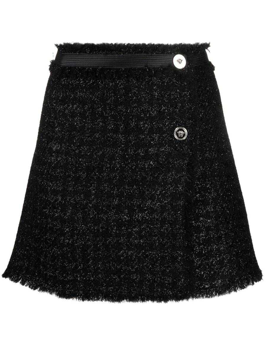 Versace VERSACE Vichy tweed wrap mini skirt Black