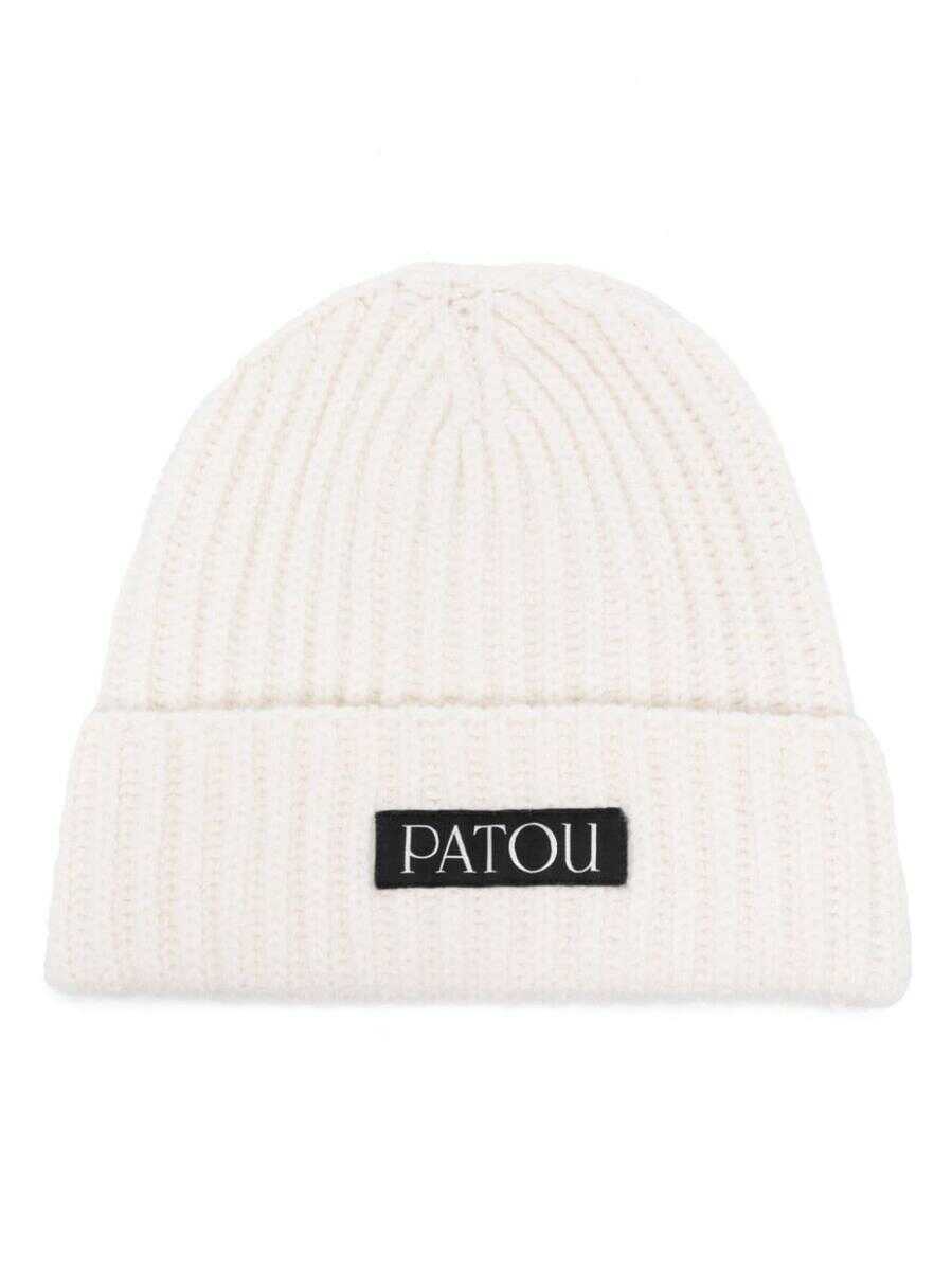 Patou PATOU logo-patch ribbed beanie WHITE