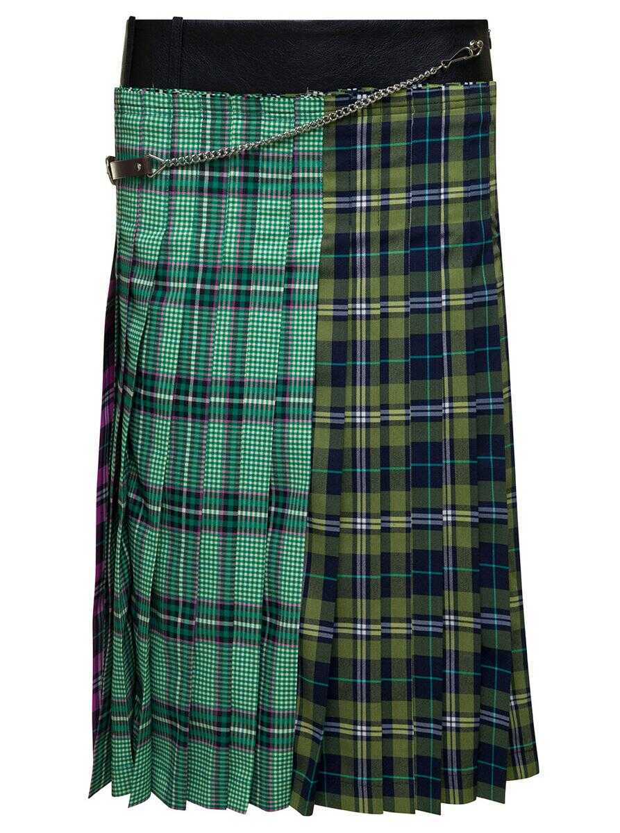 ANDERSSON BELL Midi Multicolor Skirt with Chain and Check Motif in Fabric Woman Multicolor