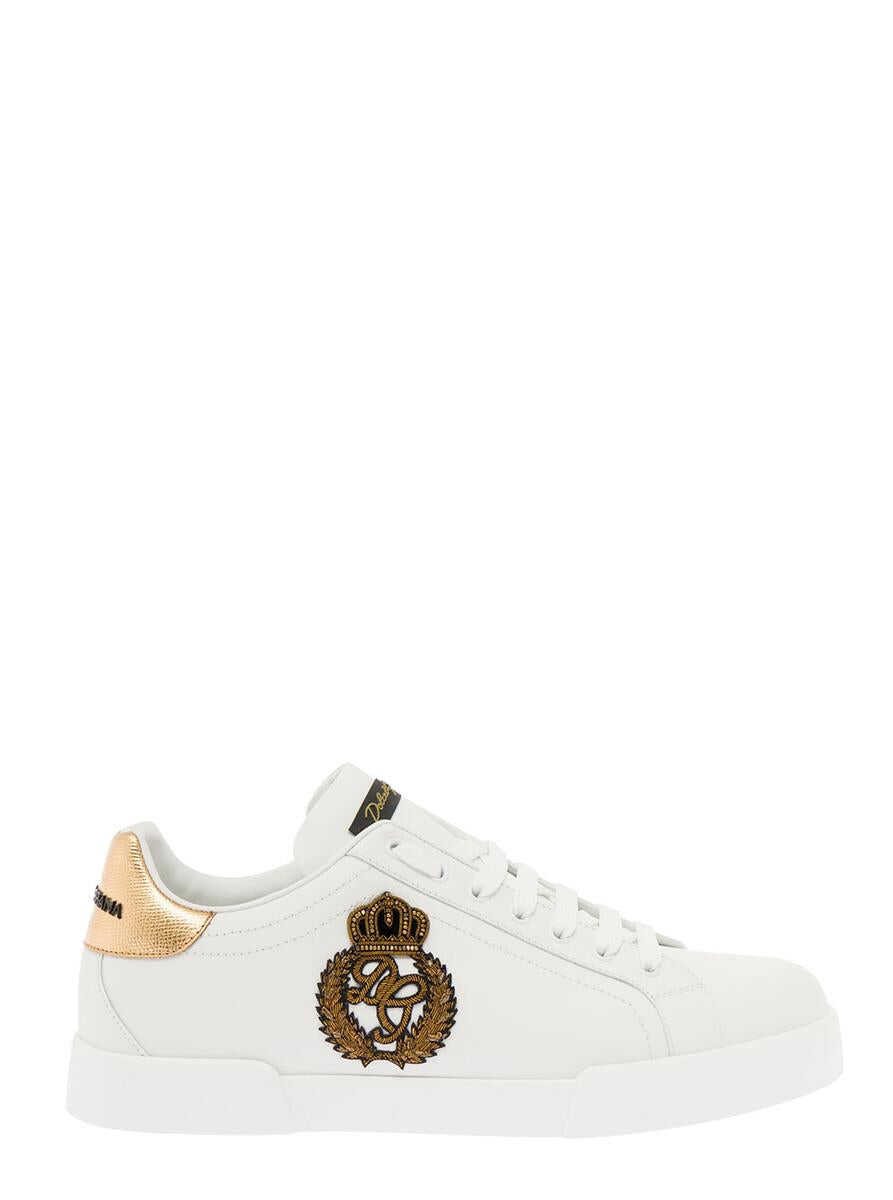 Dolce & Gabbana Dolce & Gabbana Man\'s Portofino White Leather Sneaker with Logo detail White
