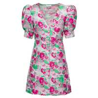 Rochii Multicolor Button Down Mini Dress With 3D Jacquard Floreal Motif In Recycled Polyester Woman Ganni Femei