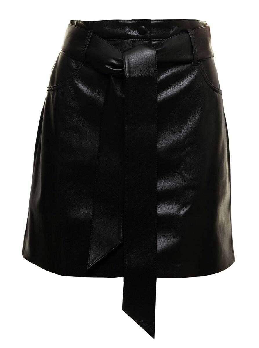 Nanushka Meda Skirt in Vegan Leather Black Woman Nanushka Black