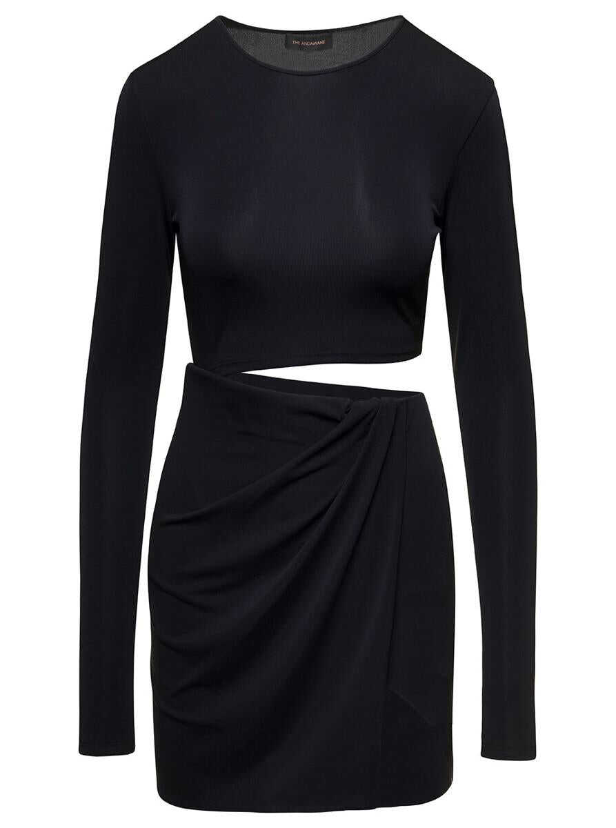 THE ANDAMANE Black Asymmetric Cut-Out Minidress in Polyester Woman Black