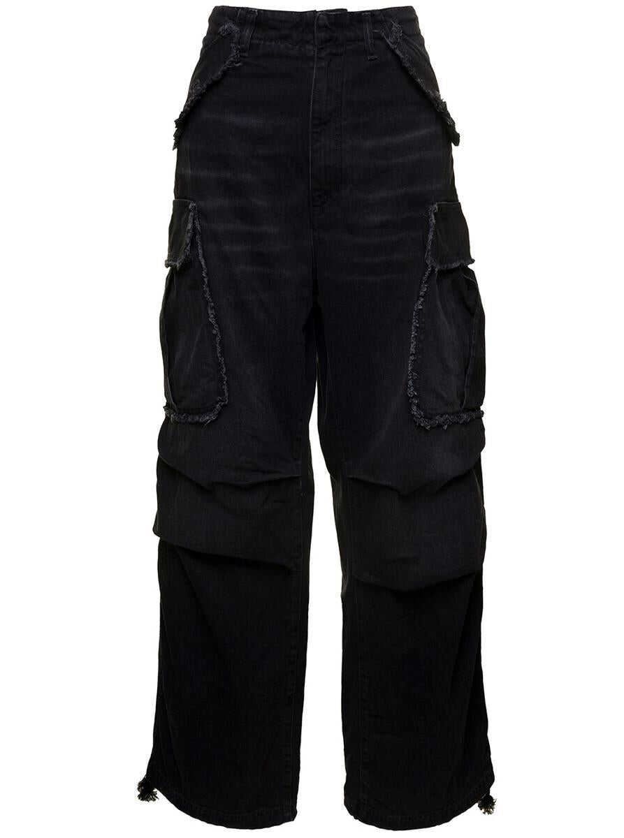 DARKPARK \'Vivi\' Black Oversized Cargo Jeans with Patch Pockets in Cotton Denim Woman Black