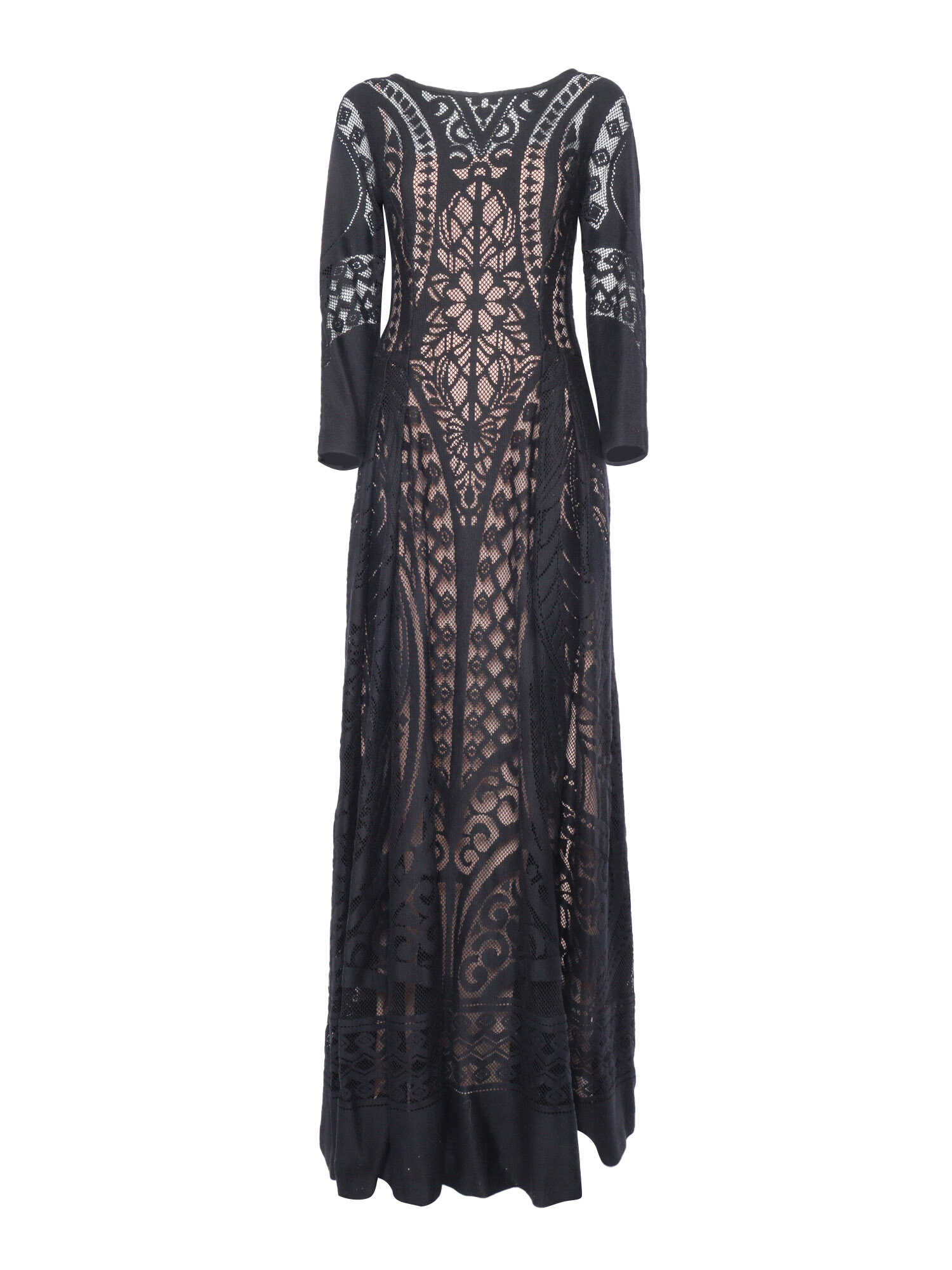 Alberta Ferretti Crochet lace long dress Black