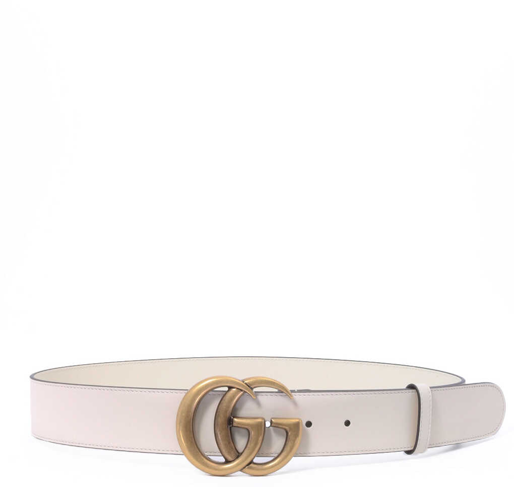 Gucci Leather Belt With Double G WHITE