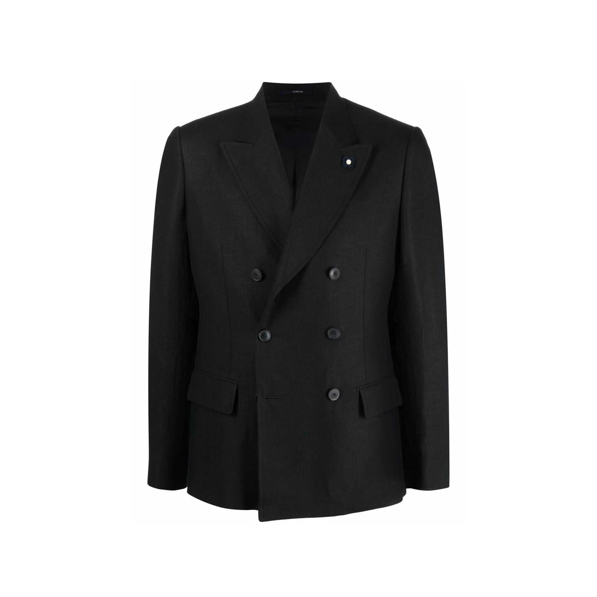 Lardini Double-Breasted Wool Jacket Black