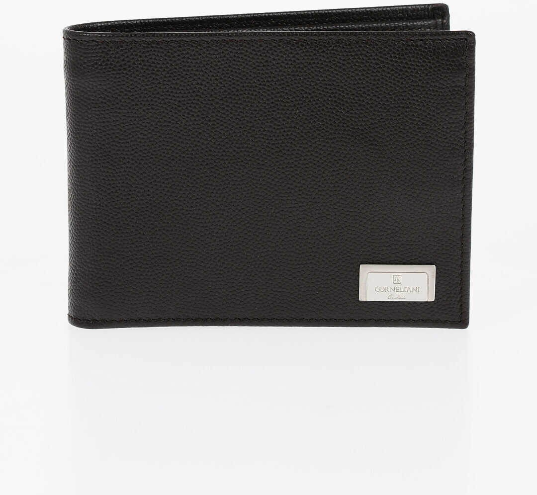 CORNELIANI Saffiano Leather Wallet With Tag Logo Brown