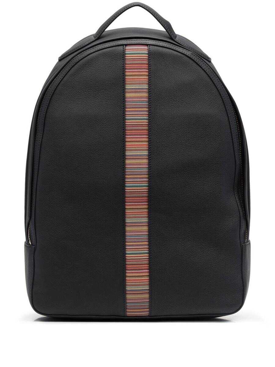 Paul Smith PAUL SMITH Signature Stripe leather backpack BLACK