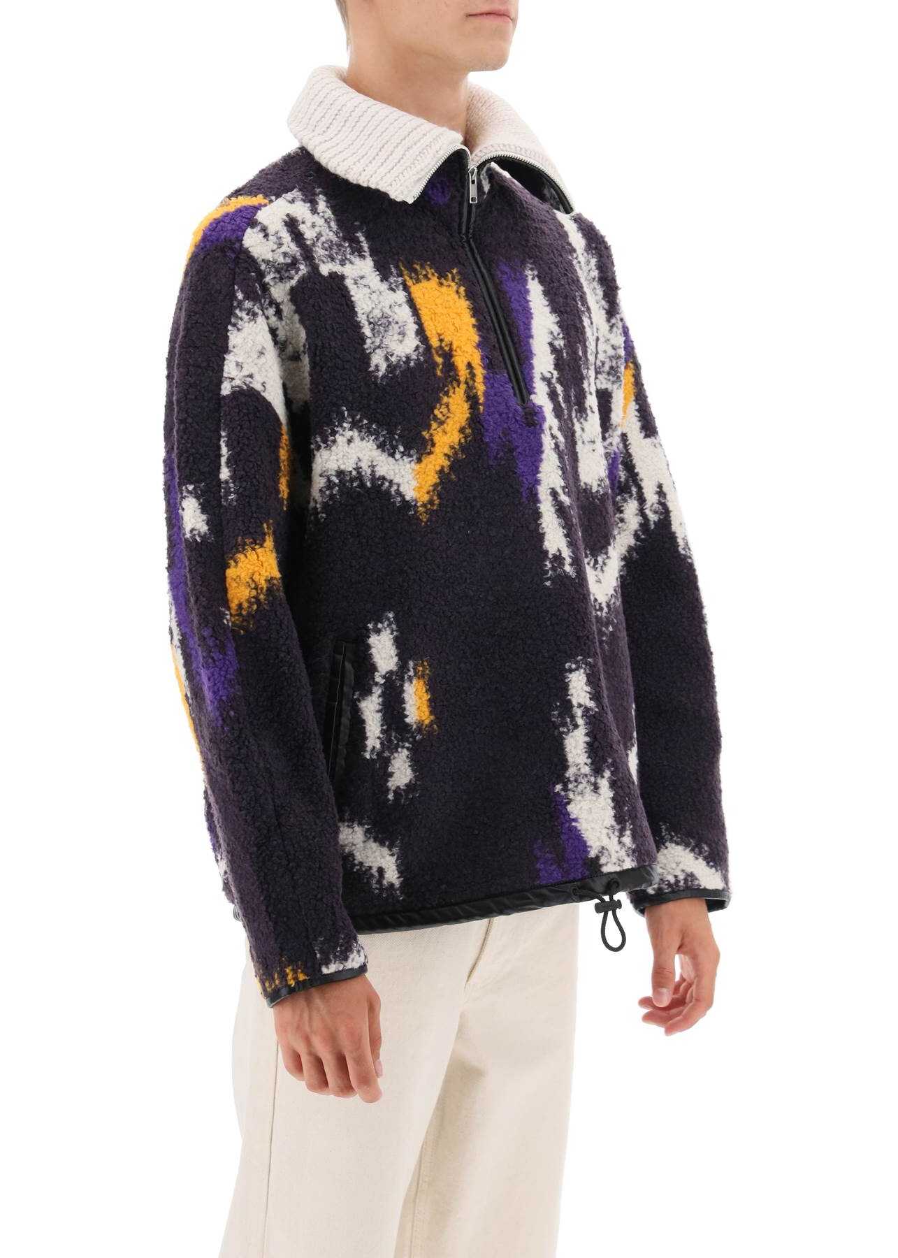 Isabel Marant Marlo Quarter Zip Teddy Sweater DARK PURPLE
