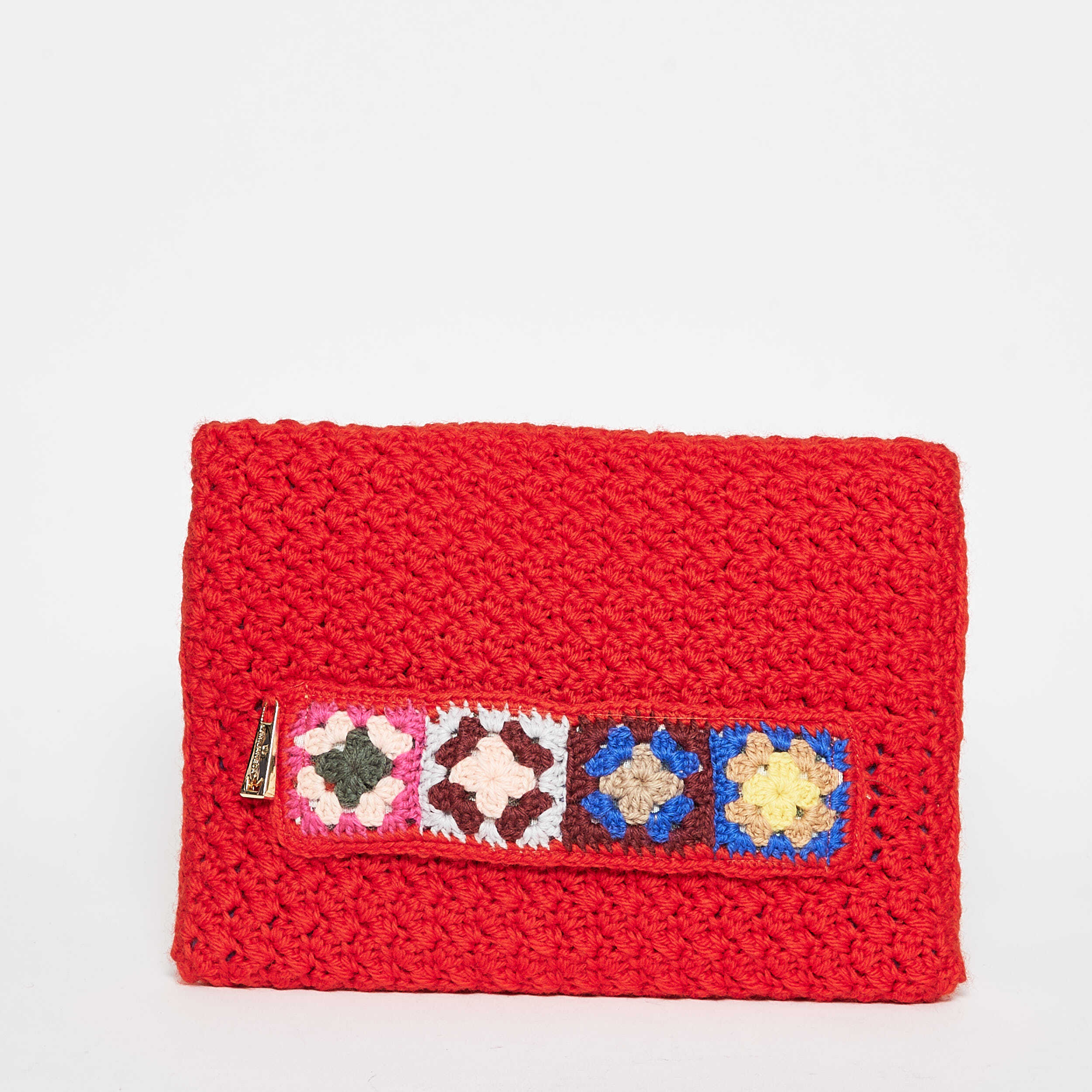 LA MILANESA Clutch In Lana Crochet Rossa Red