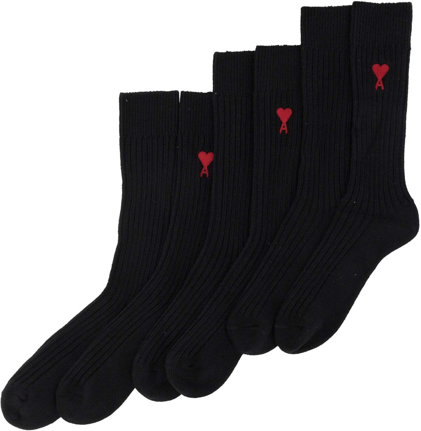 AMI Paris Set Of Three Socks With Logo BLACK