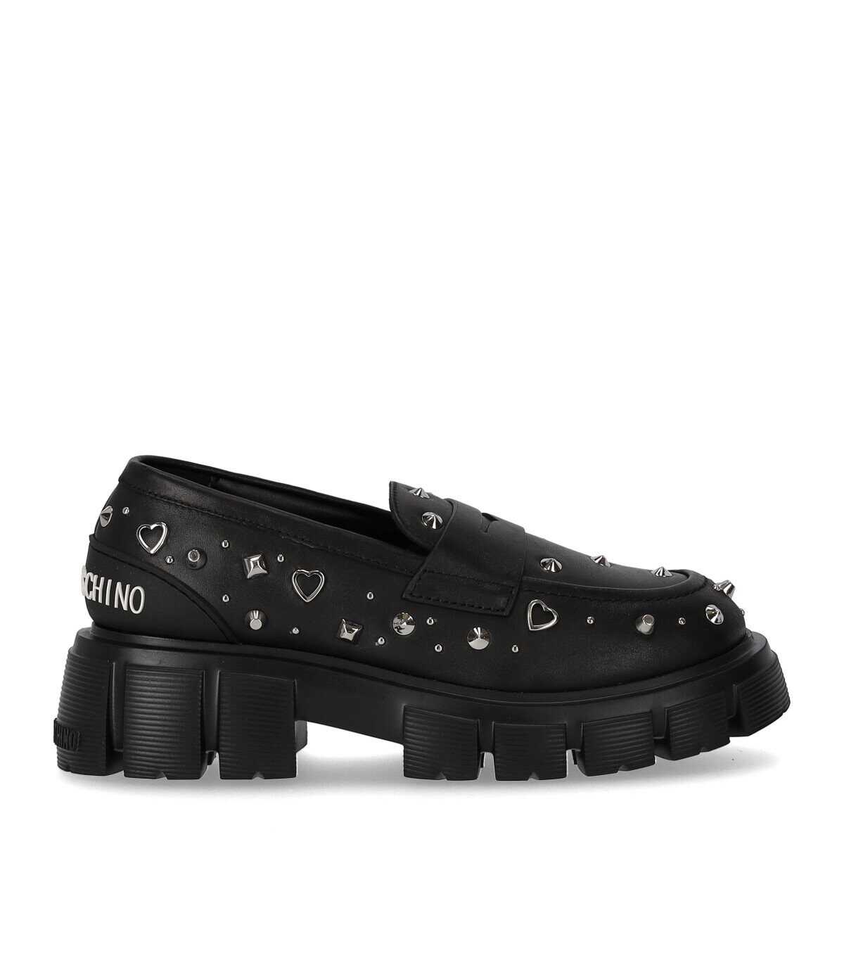 Poze LOVE Moschino LOVE MOSCHINO BLACK LOAFER WITH STUDS Black