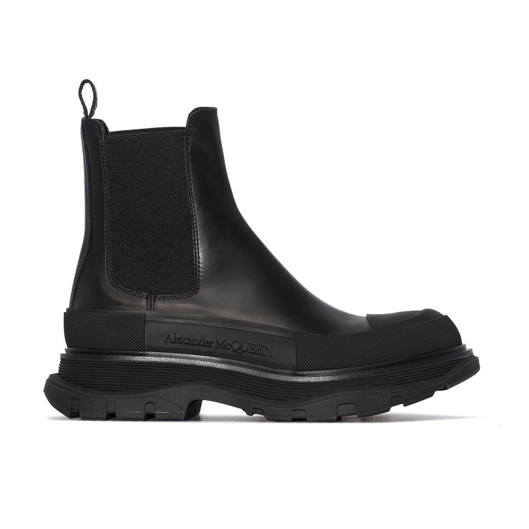 Alexander McQueen Tread Slick Leather Boots Black