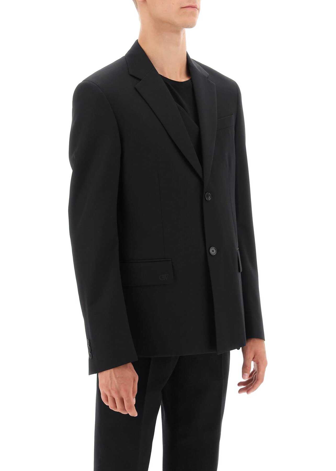 Off-White Light-Wool Single-Breasted Jacket BLACK BLACK b-mall.ro