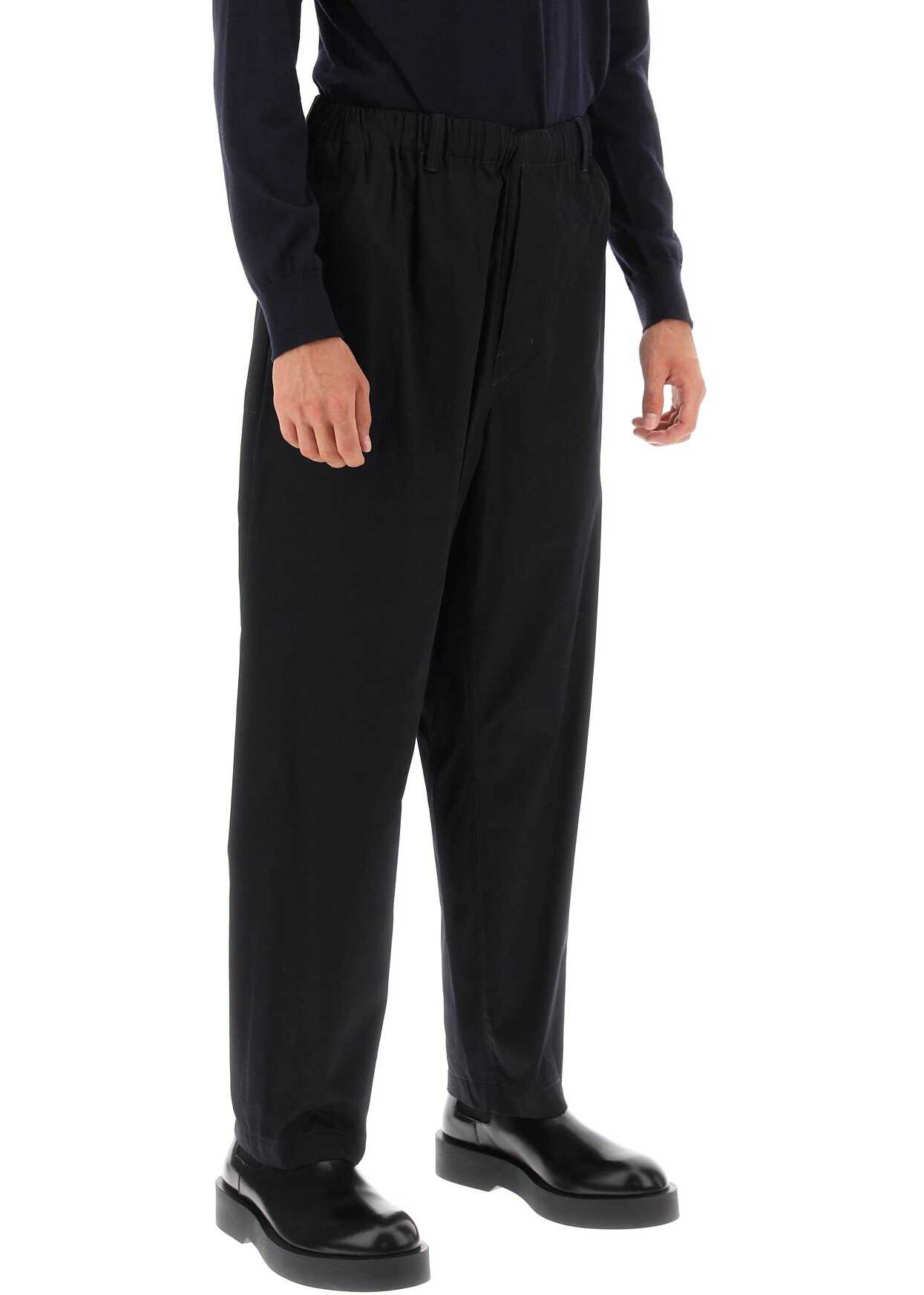 LEMAIRE Loose Pants In Cotton Twill BLACK