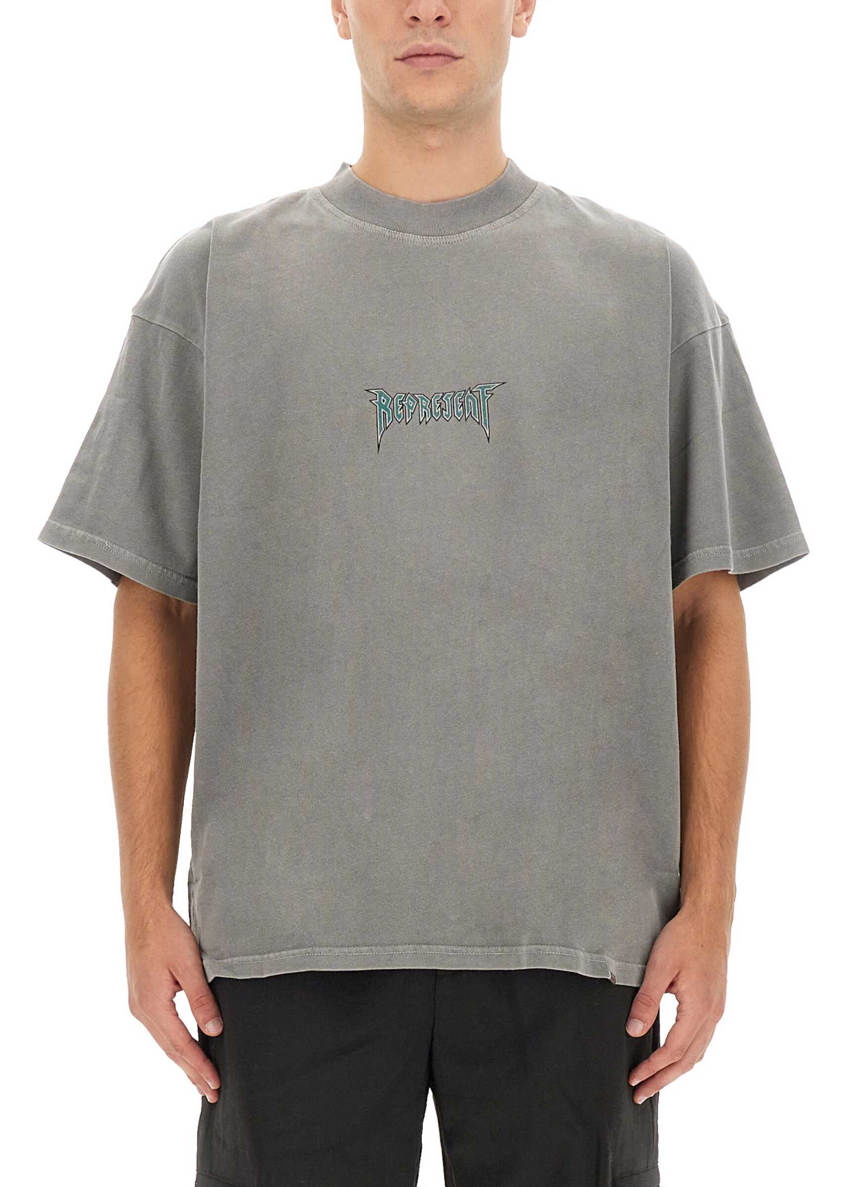 REPRESENT Logo Print T-Shirt GREY