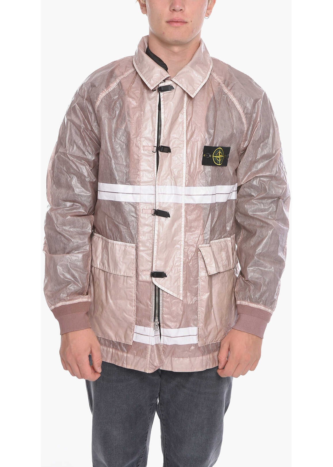 Stone Island Nylon Windbreaker With Removable Lining Pink