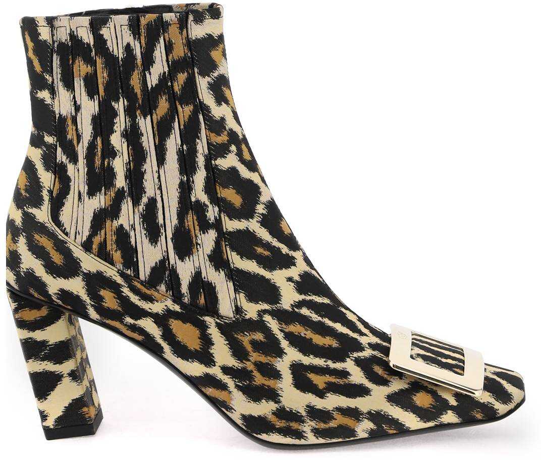 Roger Vivier Leopard Jacquard \'Belle Vivier\' Chelsea Boots BEIGE