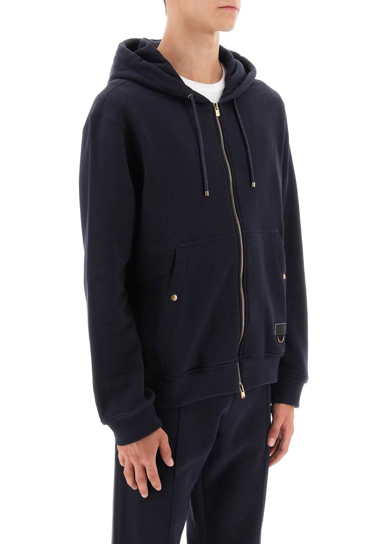 Agnona Cotton And Cashmere Hoodie NIGHT