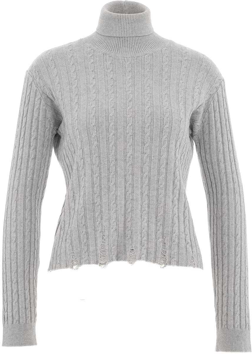 Kaos Cable knit turtleneck sweater Grey
