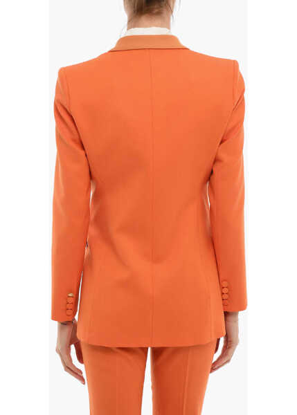 Sacouri HEBE STUDIO Flap Pockets Bianca Double Breasted Blazer Orange Femei (BM 11436821) 2