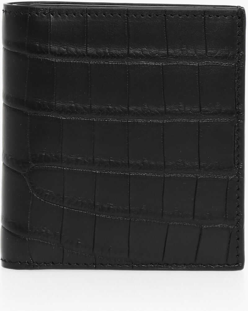 Bottega Veneta Croco-Leather Wallet Black