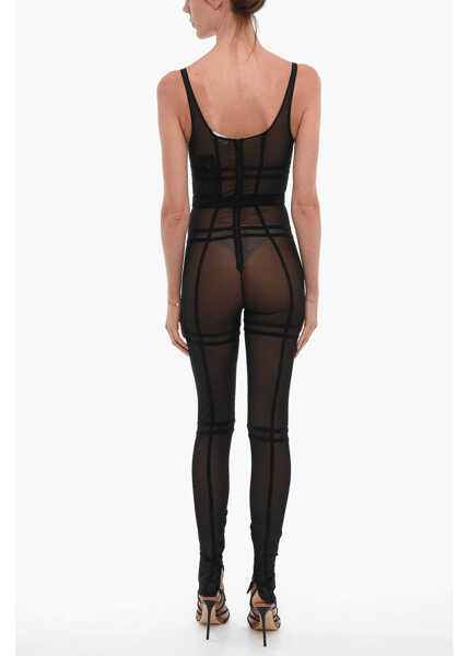 Salopete DAVID KOMA Sleeveless Sheer Overalls Black Femei (BM 11437253) 2