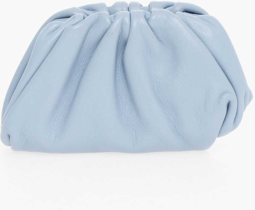 Bottega Veneta Soft-Leather Pouch Coin Holder With Strap Light Blue