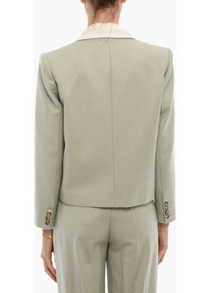 Sacouri HEBE STUDIO Cropped Diane Single Breasted Blazer Green Femei (BM 11437409) 2