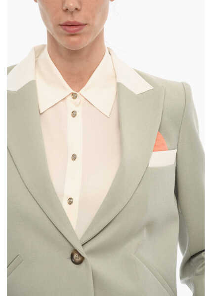 Sacouri HEBE STUDIO Cropped Diane Single Breasted Blazer Green Femei (BM 11437409) 3